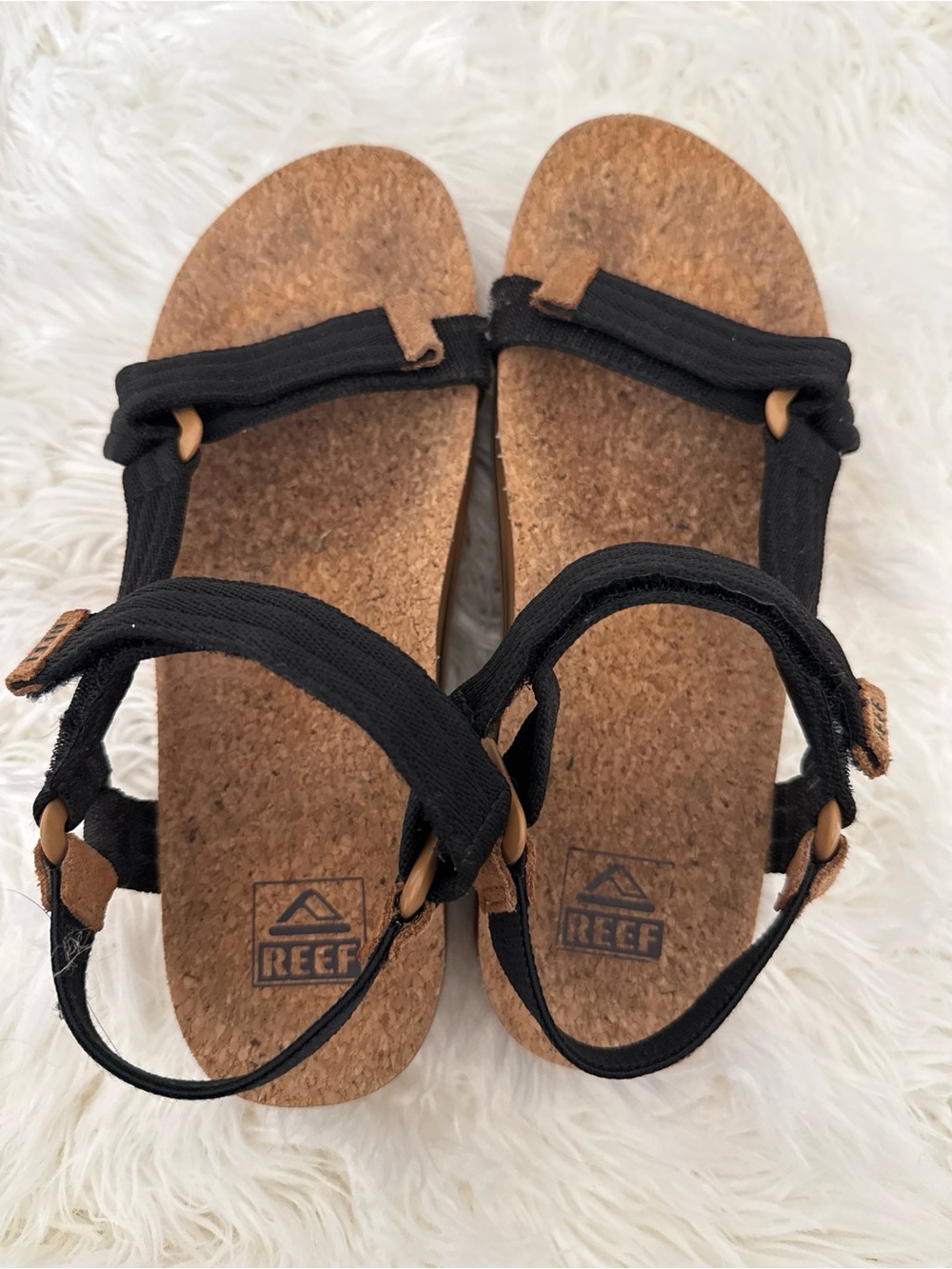 Reef Women's Black Strap Cork Footbed Sandals